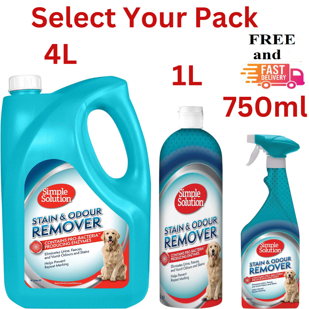 Simple Solution Dog Cat Pet Stain Odour Remover Urine Smell Destroyer Cleaner UK